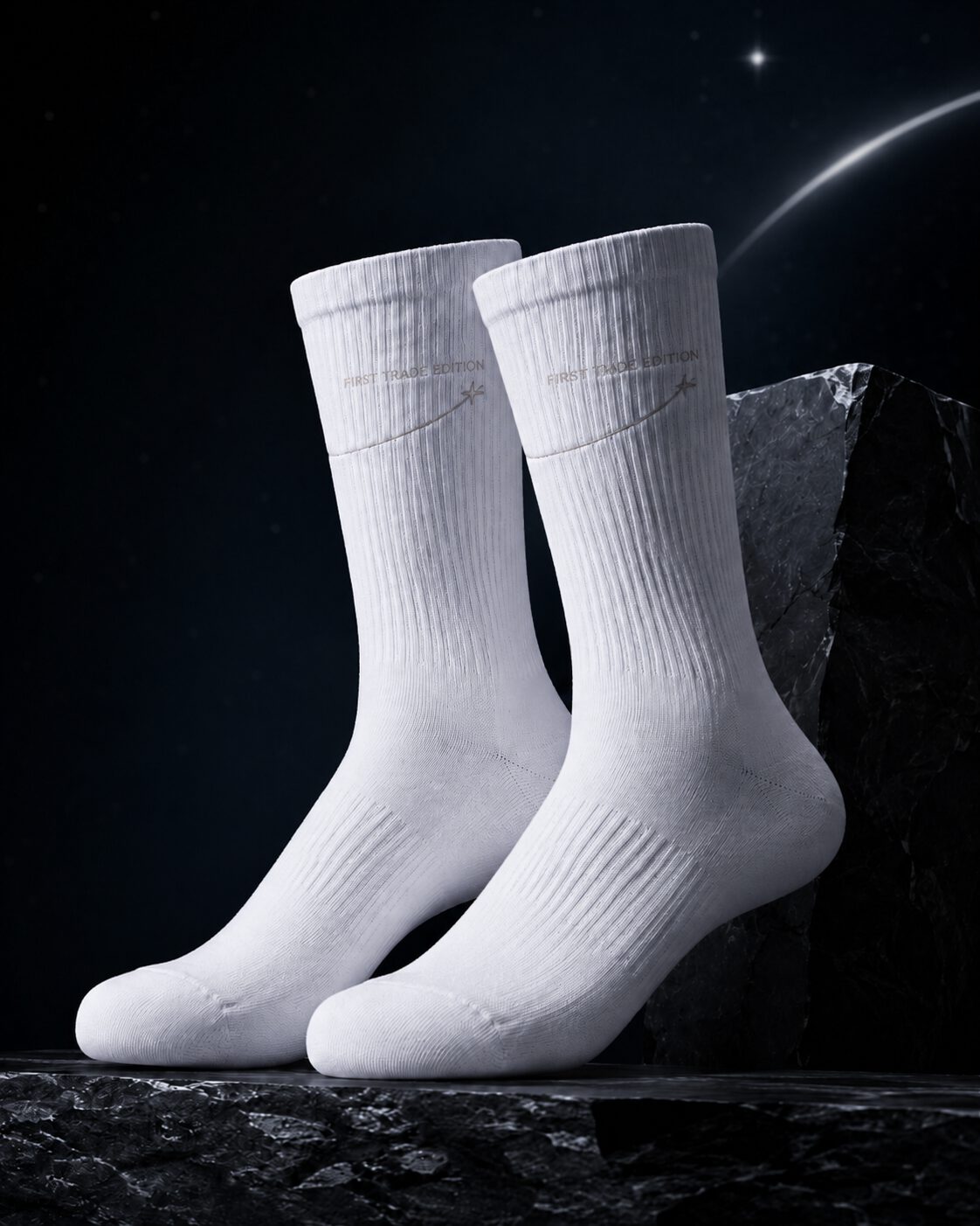 First Trade Edition weiße Premium-Socken mit dezenter Stern-Stickerei